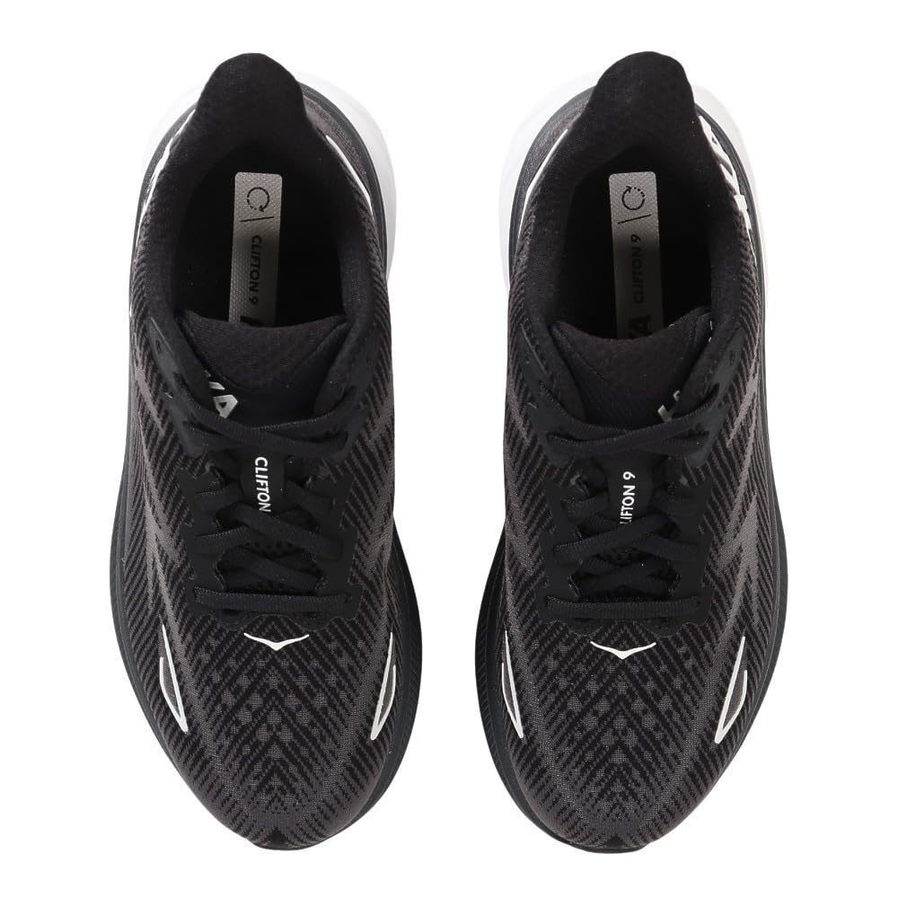 HOKA WOMEN'S CLIFTON 9 SNEAKER, BLACK/WHITE, 6.5 - Picture 3 of 6